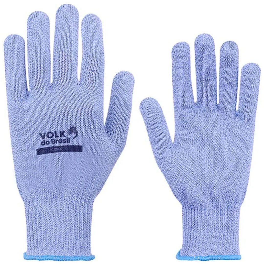 Luva Anticorte III Azul com Resistência Térmica e Mecânica Ambidestra com Fio de Aço - Volk