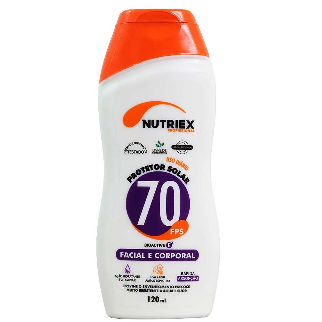 Protetor Solar facial e corporal FPS 70 120ml Nutriex Profissional